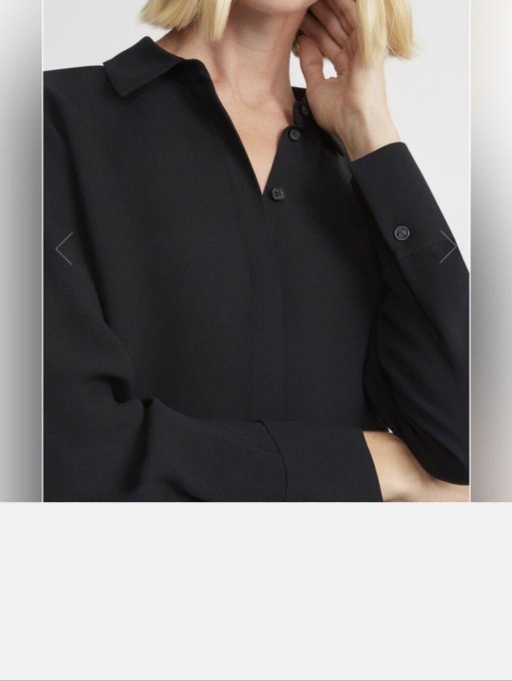 LAFAYETTE 148 Scottie Black Silk Button-Front Collared Blouse Large - Picture 2 of 7
